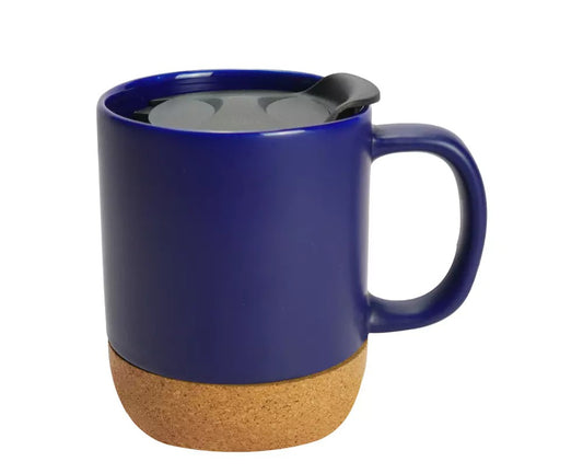 Ceramic Mugs with Lid and Cork Base 385 ml ( “Your Brand • Your Print • Your Style.” ) All printing available
