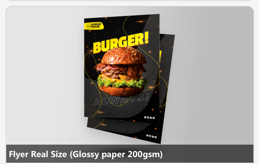 Flyer Real Size (Glossy paper 200gsm) Size-A4 Double Side 1000pcs