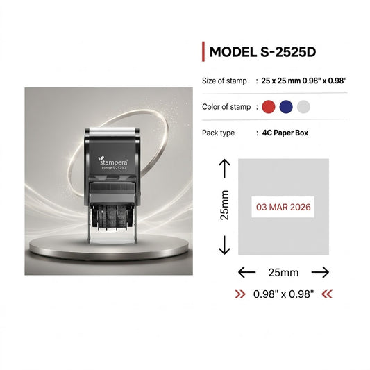 stampera Printer S-2525D | Square Self-Inking Dater Stamp