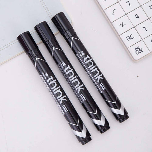 Deli Permanent Marker U101 Black Chisel Tip (12 pcs)