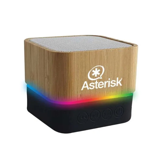 Cube Bamboo Bluetooth Speaker ( “Your Brand • Your Print • Your Style.” ) All printing available