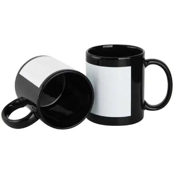 Black Ceramic Mugs with Printable Area ( “Your Brand • Your Print • Your Style.” ) All printing available