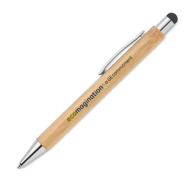 Bamboo Pens with Stylus & Blue Color Ink ( “Your Brand • Your Print • Your Style.” ) All printing available