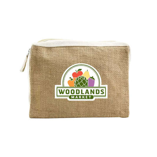 Natural Jute with Cotton Zipper Pouches ( “Your Brand • Your Print • Your Style.” ) All printing available