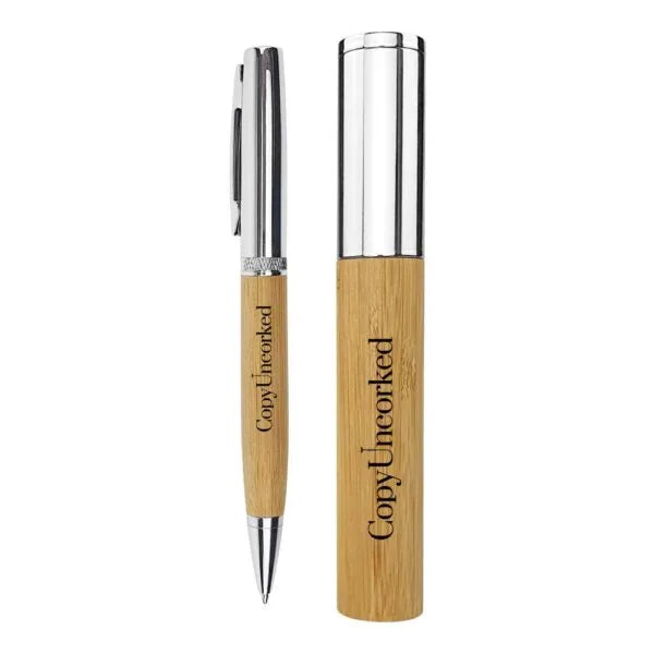 Metal and Bamboo Pens with Tube Box ( “Your Brand • Your Print • Your Style.” ) All printing available