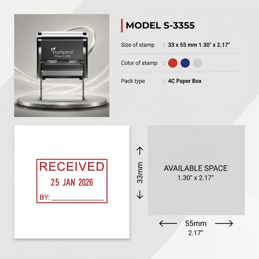 Stampera Model S-3355 | Professional Heavy-Duty Dater Stamp
