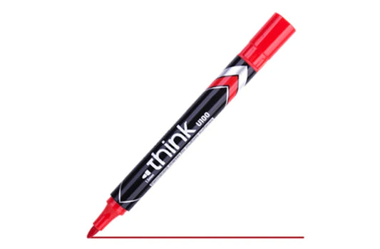 Deli Think U100 Permanent Marker – Bullet 1.5 mm, RED, 12 pcs