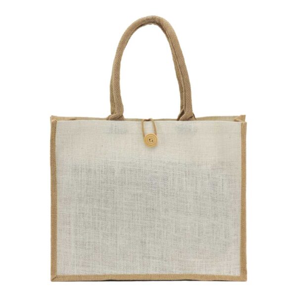 Jute Shopping Bags with Button ( “Your Brand • Your Print • Your Style.” ) All printing available