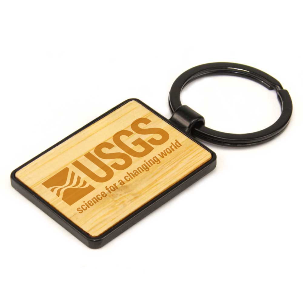 Metal Keychains with Bamboo ( “Your Brand • Your Print • Your Style.” ) All printing available