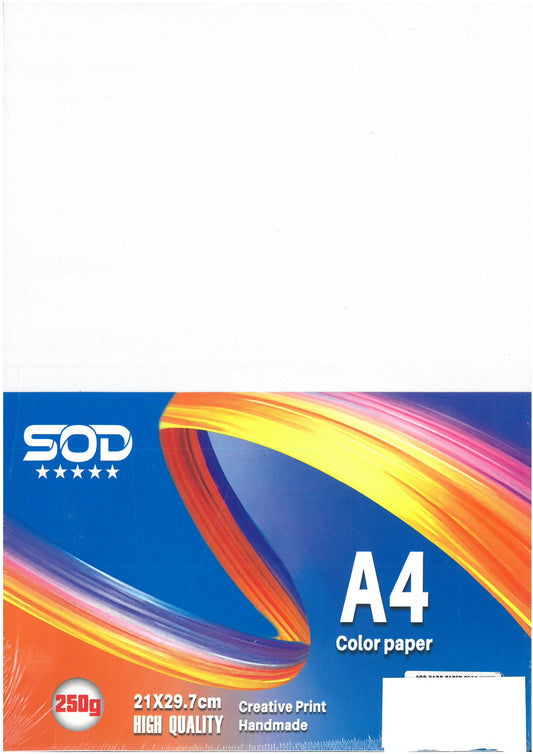 SOD HIGH QUALITY A4 CARD PAPER WHITE 250 GSM 100 SHEET IN A PACKET