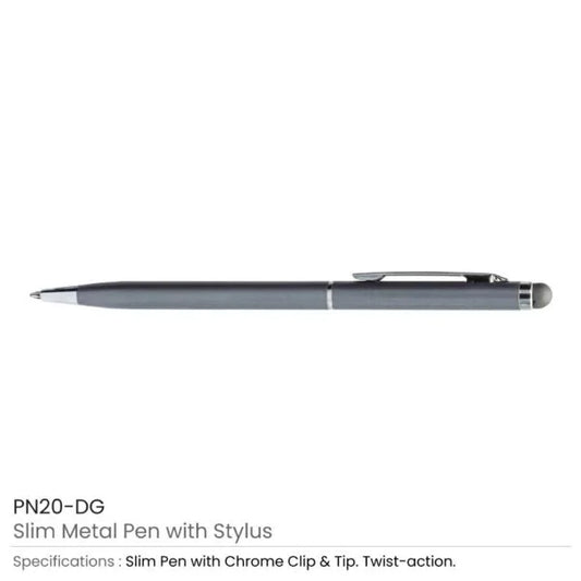 Slim Metal Pens with Stylus ( “Your Brand • Your Print • Your Style.” ) All printing available