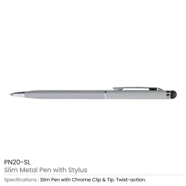 Slim Metal Pens with Stylus ( “Your Brand • Your Print • Your Style.” ) All printing available