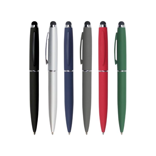 Stylus Metal Pens Rubberized & Twist-action ( “Your Brand • Your Print • Your Style.” ) All printing available
