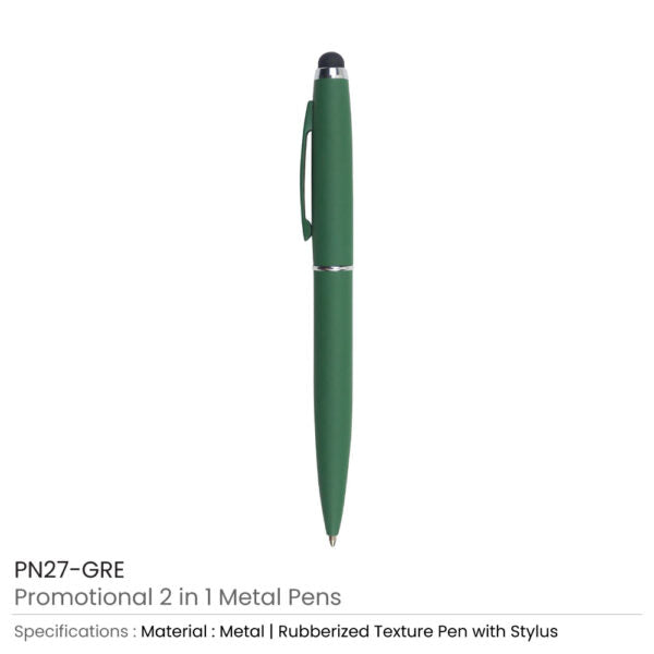 Stylus Metal Pens Rubberized & Twist-action ( “Your Brand • Your Print • Your Style.” ) All printing available