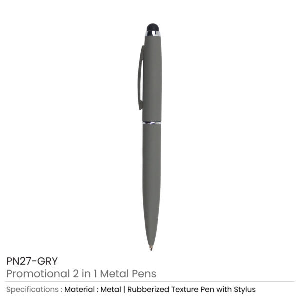 Stylus Metal Pens Rubberized & Twist-action ( “Your Brand • Your Print • Your Style.” ) All printing available