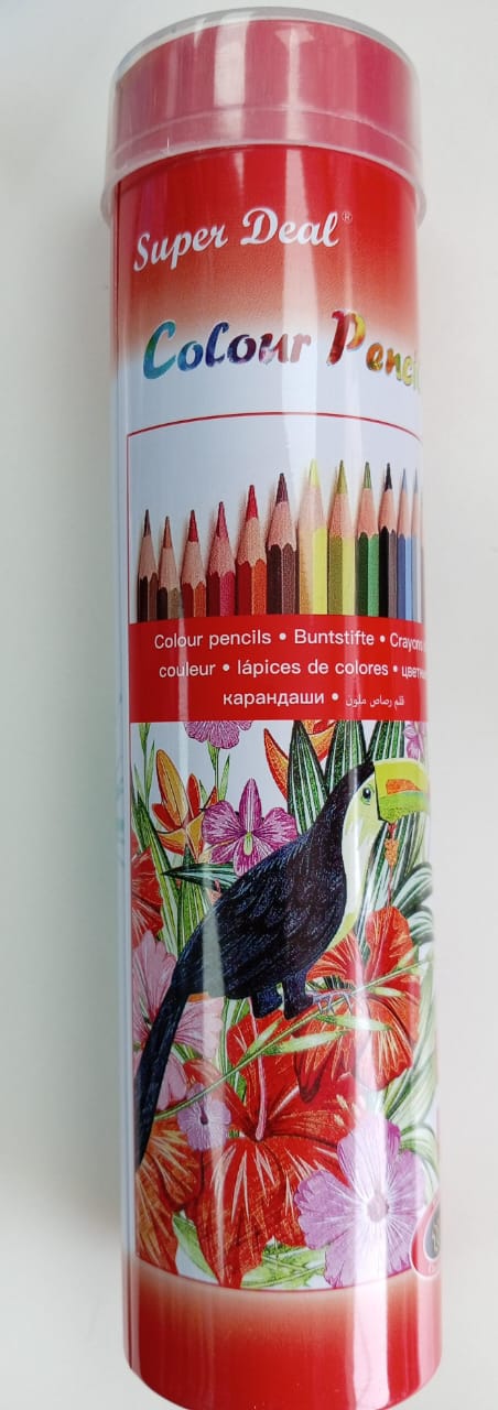 SUPER DEAL COLOUR PENCIL SD4101-24 24 COLOUR METAL CILINDER