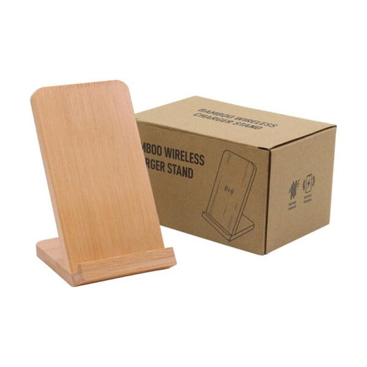 Eco-Friendly Bamboo 10W Wireless Charger Stand ( “Your Brand • Your Print • Your Style.” ) All printing available