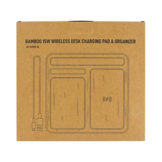 Bamboo 15W Wireless Desk Fast Charging Pad & Organizer ( “Your Brand • Your Print • Your Style.” ) All printing available