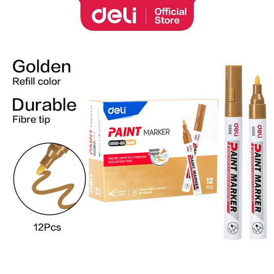 Deli Paint Marker U‑500 GOLD 12 PCS BOX