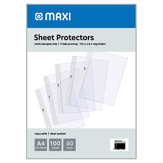 MAXI SHEET PROTECTOR 100 POUCHES 60MICRON