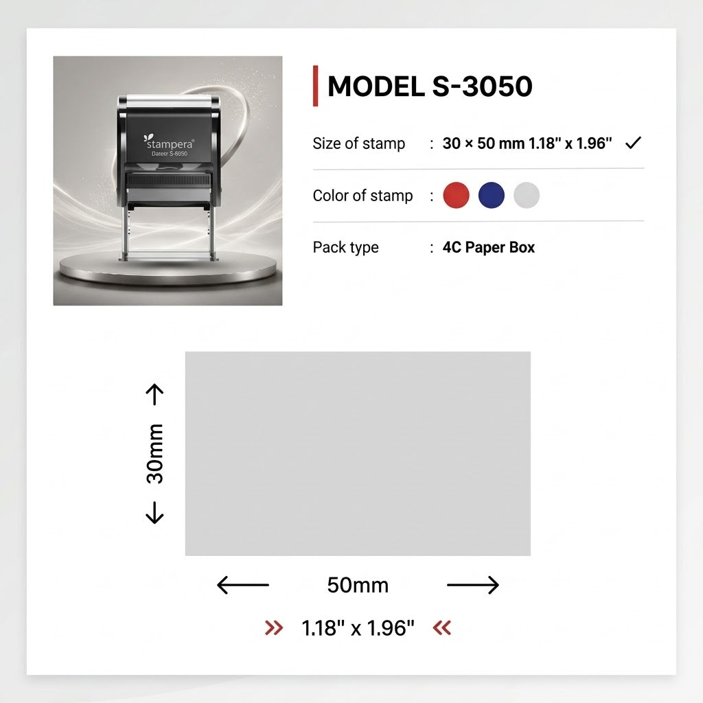 Stampera Model S-3050 | Professional Self-Inking Rubber Stamp