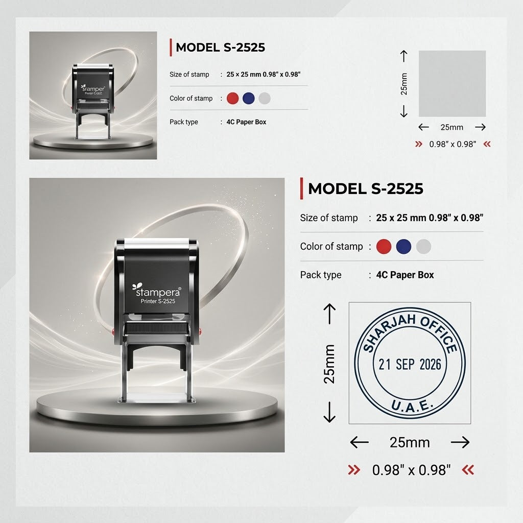 MODEL S-2525: Square Self-Inking Stamp