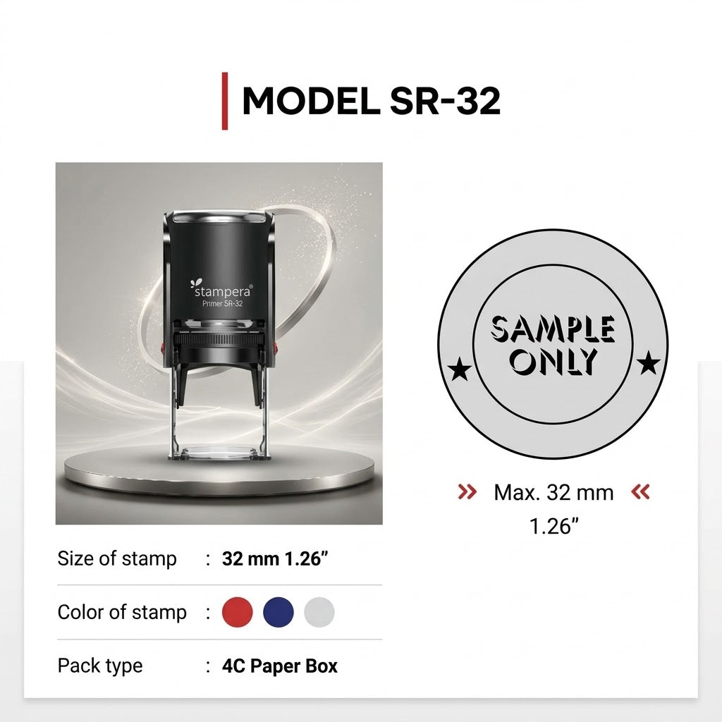 Stampera Model SR-32 Round Self-Inking Rubber Stamp (32mm / 1.26")