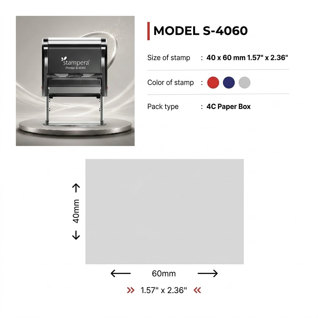 Stampera Model S-4060 | Premium Heavy-Duty Self-Inking Stamp