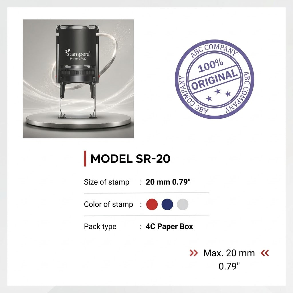 Stampera Model SR-20 Self-Inking Rubber Stamp (20mm / 0.79")