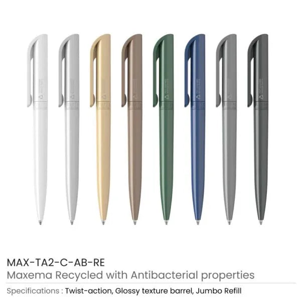 Antibacterial Recycled Pens ( “Your Brand • Your Print • Your Style.” ) All printing available