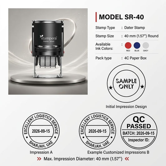 Professional Round Self-Inking Date Stamp | Stampera SR-40