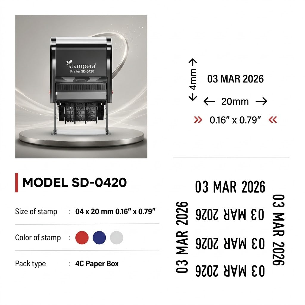 stampera Printer SD-0420 | Compact Self-Inking Line Date Stamp