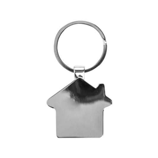 Bamboo and Metal Keychain House Shaped 32mm ( “Your Brand • Your Print • Your Style.” ) All printing available