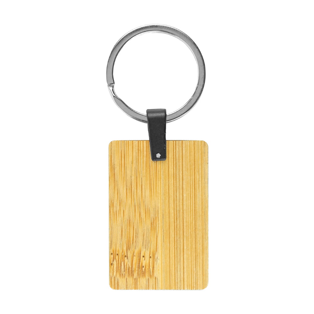 Bamboo and Metal Keychain Rectangle 32mm ( “Your Brand • Your Print • Your Style.” ) All printing available