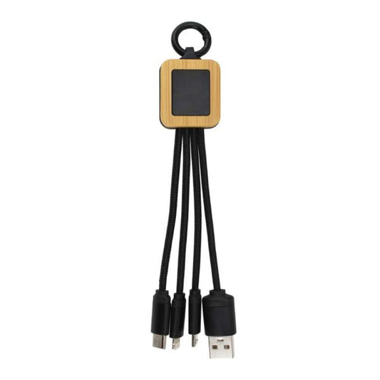 Bamboo Light Up Logo Multi-Charging Cables Type C ( “Your Brand • Your Print • Your Style.” ) All printing available