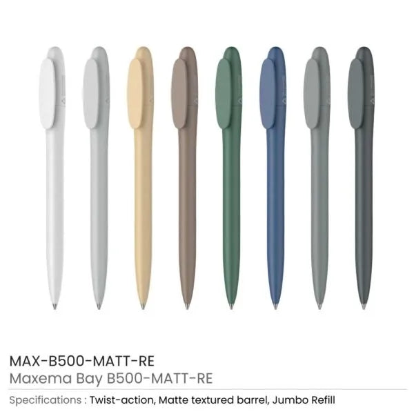 Recycled Pens Maxema Bay ( “Your Brand • Your Print • Your Style.” ) All printing available