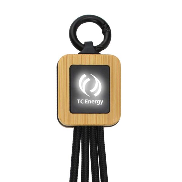 Bamboo Light Up Logo Multi-Charging Cables Type C ( “Your Brand • Your Print • Your Style.” ) All printing available