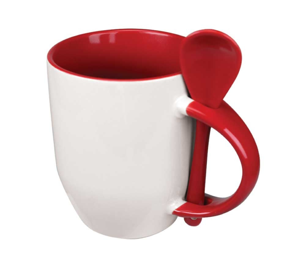 Two-Tone Ceramic Mugs with Spoon 11 oz ( “Your Brand • Your Print • Your Style.” ) All printing available