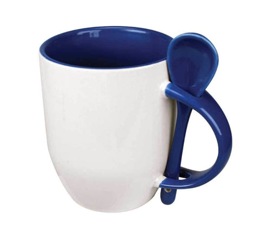 Two-Tone Ceramic Mugs with Spoon 11 oz ( “Your Brand • Your Print • Your Style.” ) All printing available
