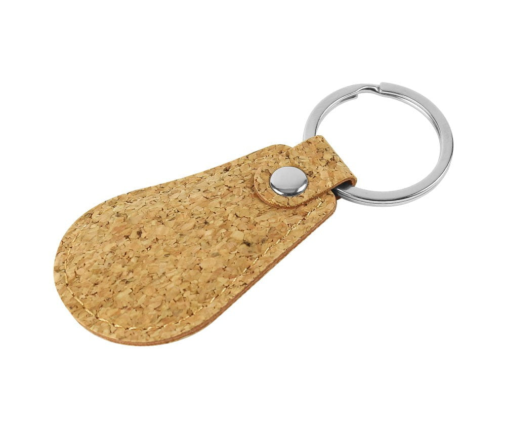 Cork PU Keychains with 32mm Metal Flat Key Ring ( “Your Brand • Your Print • Your Style.” ) All printing available