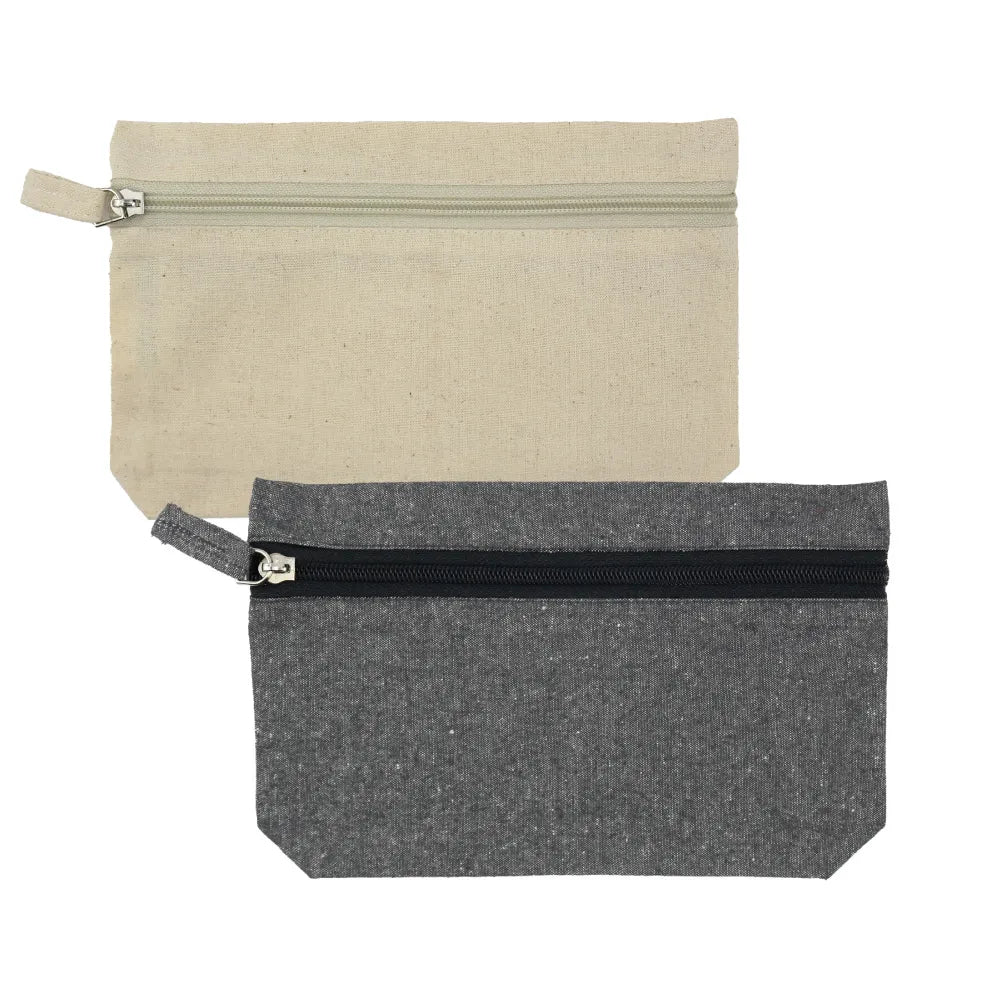 Natural Cotton Pouches with front Zipper Closure ( “Your Brand • Your Print • Your Style.” ) All printing available