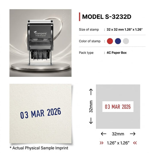 stampera Printer S-3232D | Square Self-Inking Date Stamp