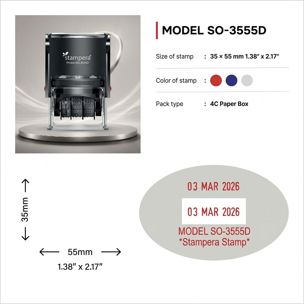 stampera Printer SO-3555D | Oval Self-Inking Dater Stamp
