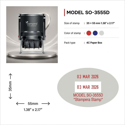 stampera Printer SO-3555D | Oval Self-Inking Dater Stamp