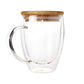 Double Wall Clear Glass Mug with Bamboo Lid ( “Your Brand • Your Print • Your Style.” ) All printing available