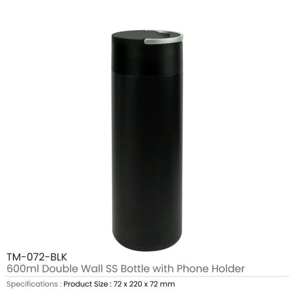 Double Wall SS Bottles, Twist-off Lid with Phone Holder 600ml ( “Your Brand • Your Print • Your Style.” ) All printing available