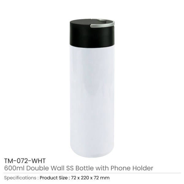 Double Wall SS Bottles, Twist-off Lid with Phone Holder 600ml ( “Your Brand • Your Print • Your Style.” ) All printing available