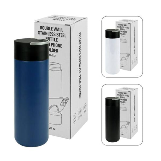 Double Wall SS Bottles, Twist-off Lid with Phone Holder 600ml ( “Your Brand • Your Print • Your Style.” ) All printing available