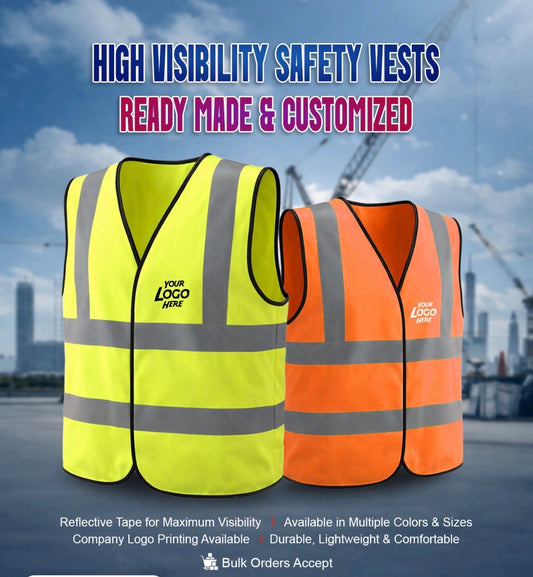 Safety Jacket With DTF / Embroidery PRINTING