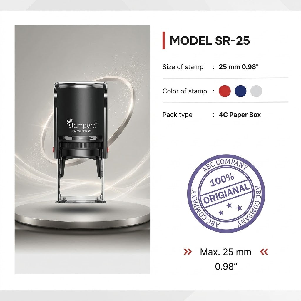 Stampera Model SR-25 Self-Inking Rubber Stamp (25mm / 0.98")